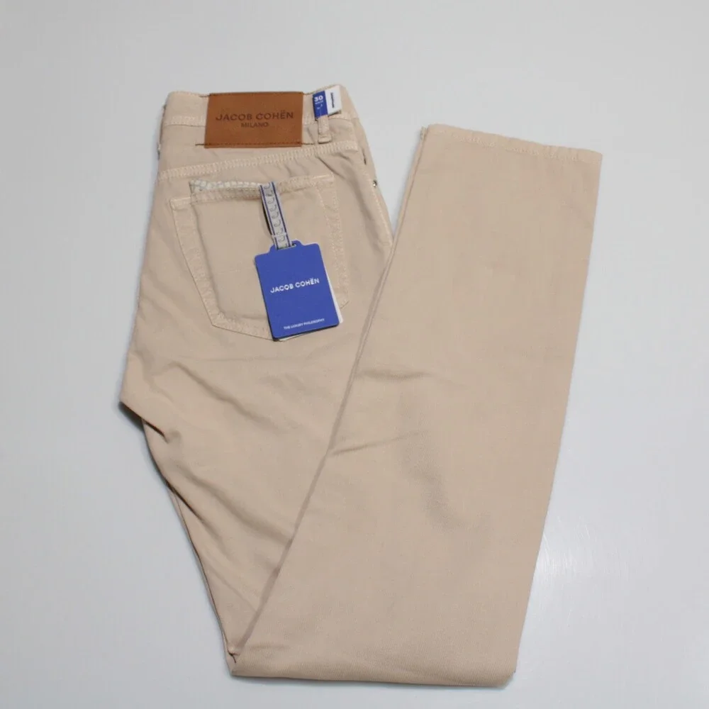 Jacob Cohen NWT 5 Pocket Jean Cut Pants Size 30 US Slim Fit Bard in Beige Cotton